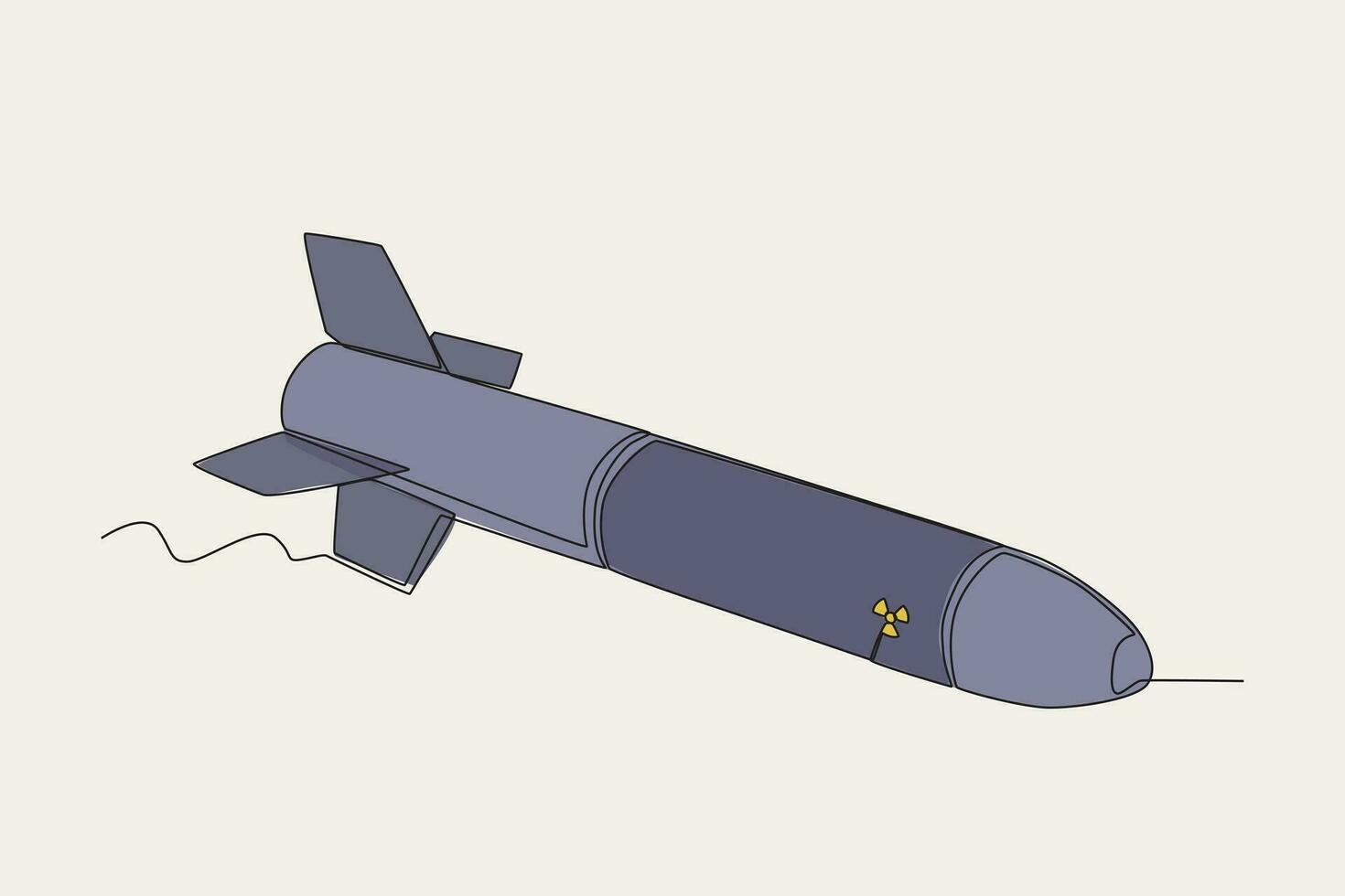 Farbe Illustration von ein nuklear Rakete geflogen vektor