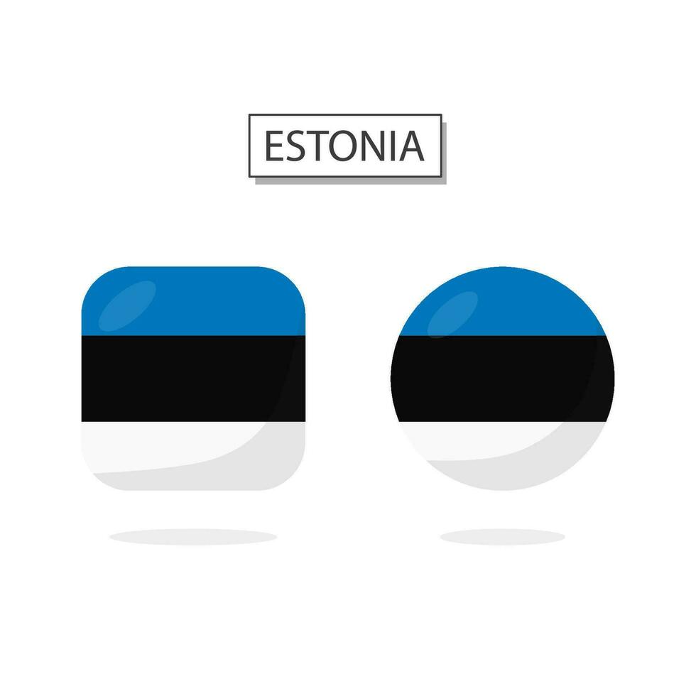 Flagge von Estland 2 Formen Symbol 3d Karikatur Stil. vektor