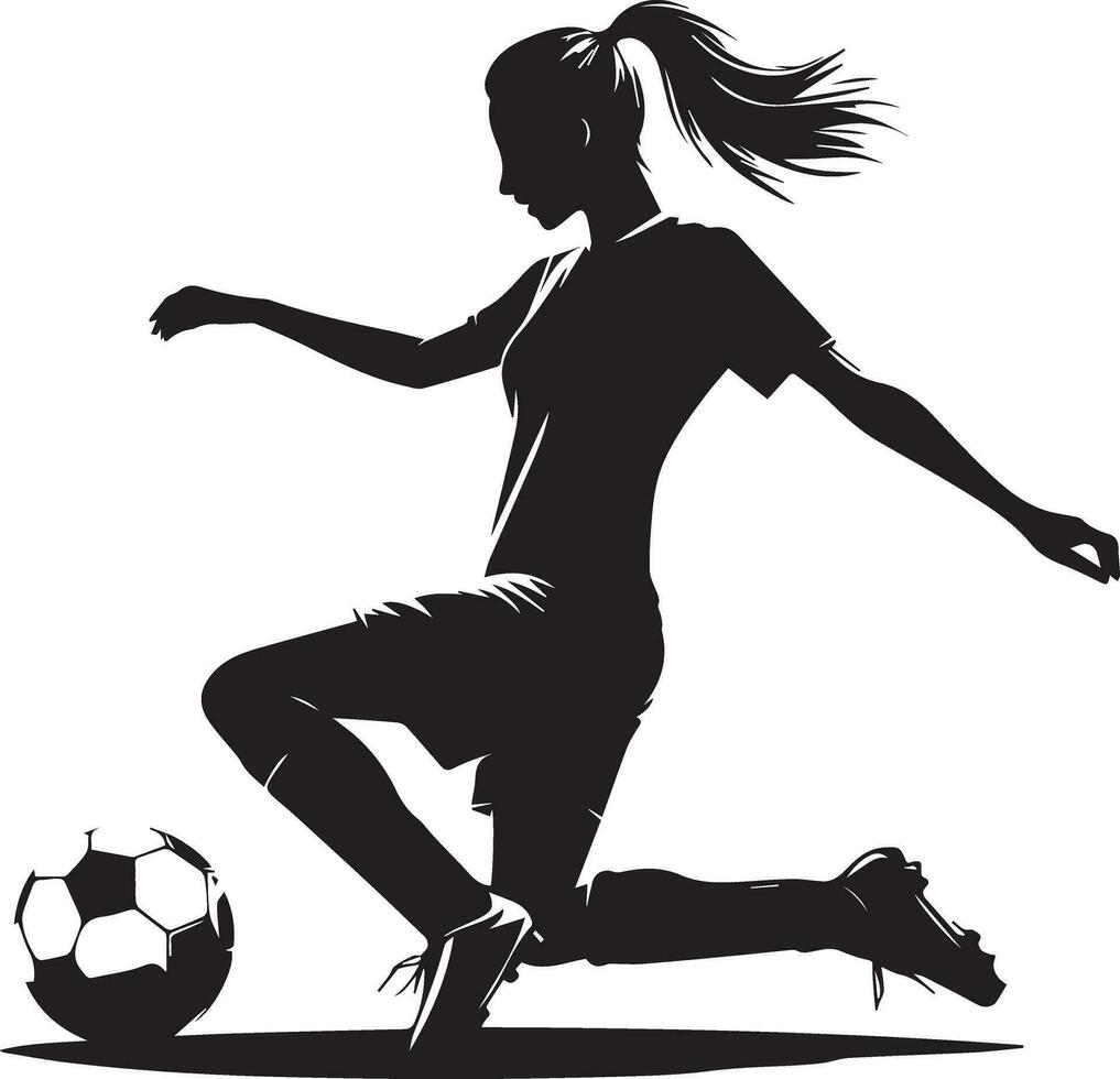 kvinna fotboll spelare vektor silhuett, kvinna fotboll utgör vektor