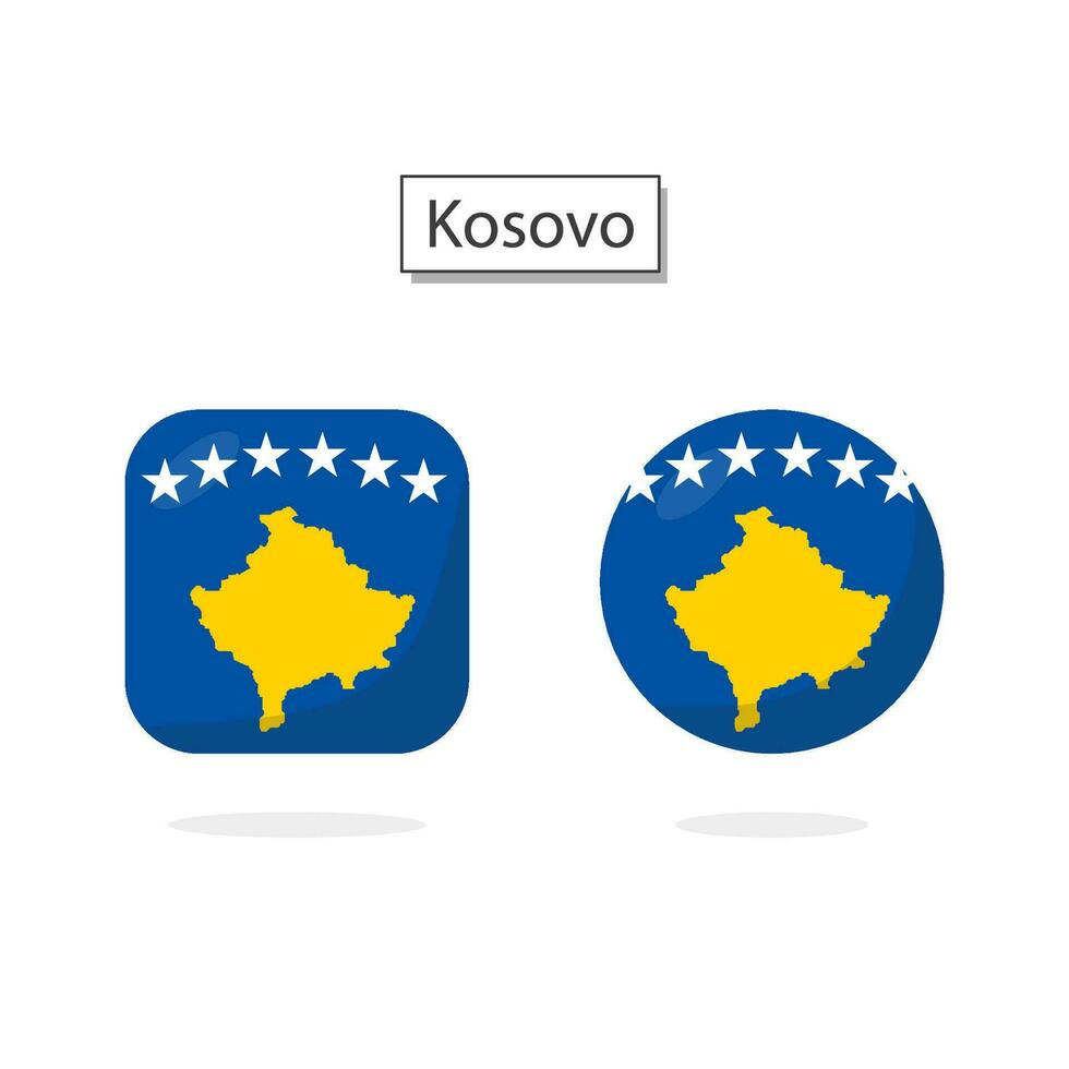 flagga av kosovo 2 former ikon 3d tecknad serie stil. vektor