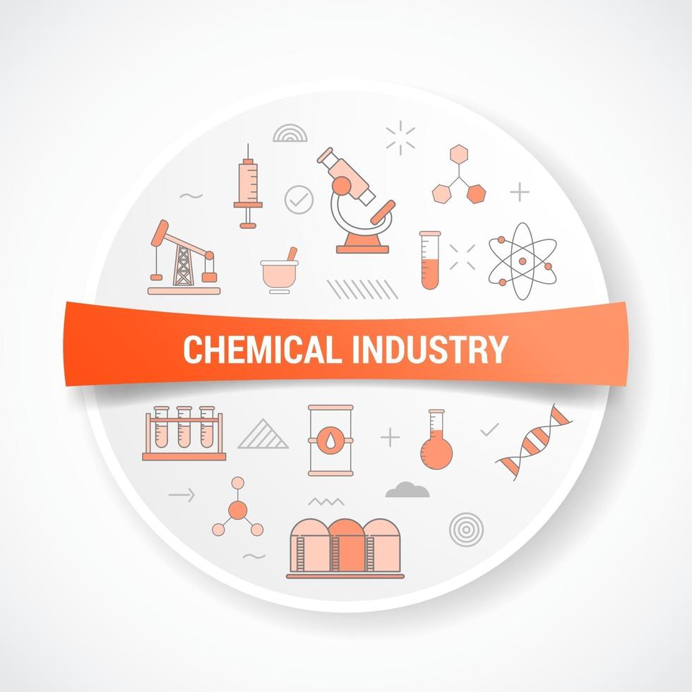 chemische Industrie mit Symbolkonzept mit runder oder kreisförmiger Form vektor