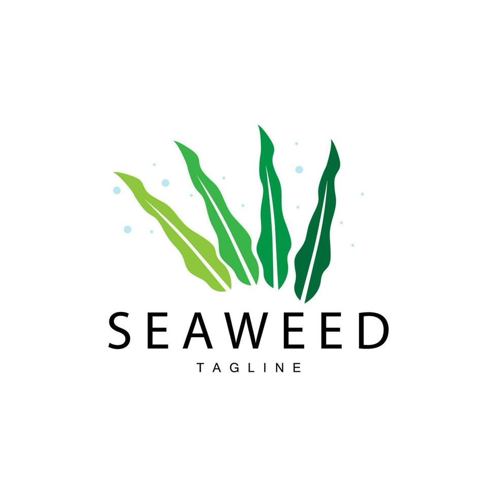 Seetang Logo Design, unter Wasser Pflanze Design Illustrationen, Kosmetika und Essen Zutat vektor