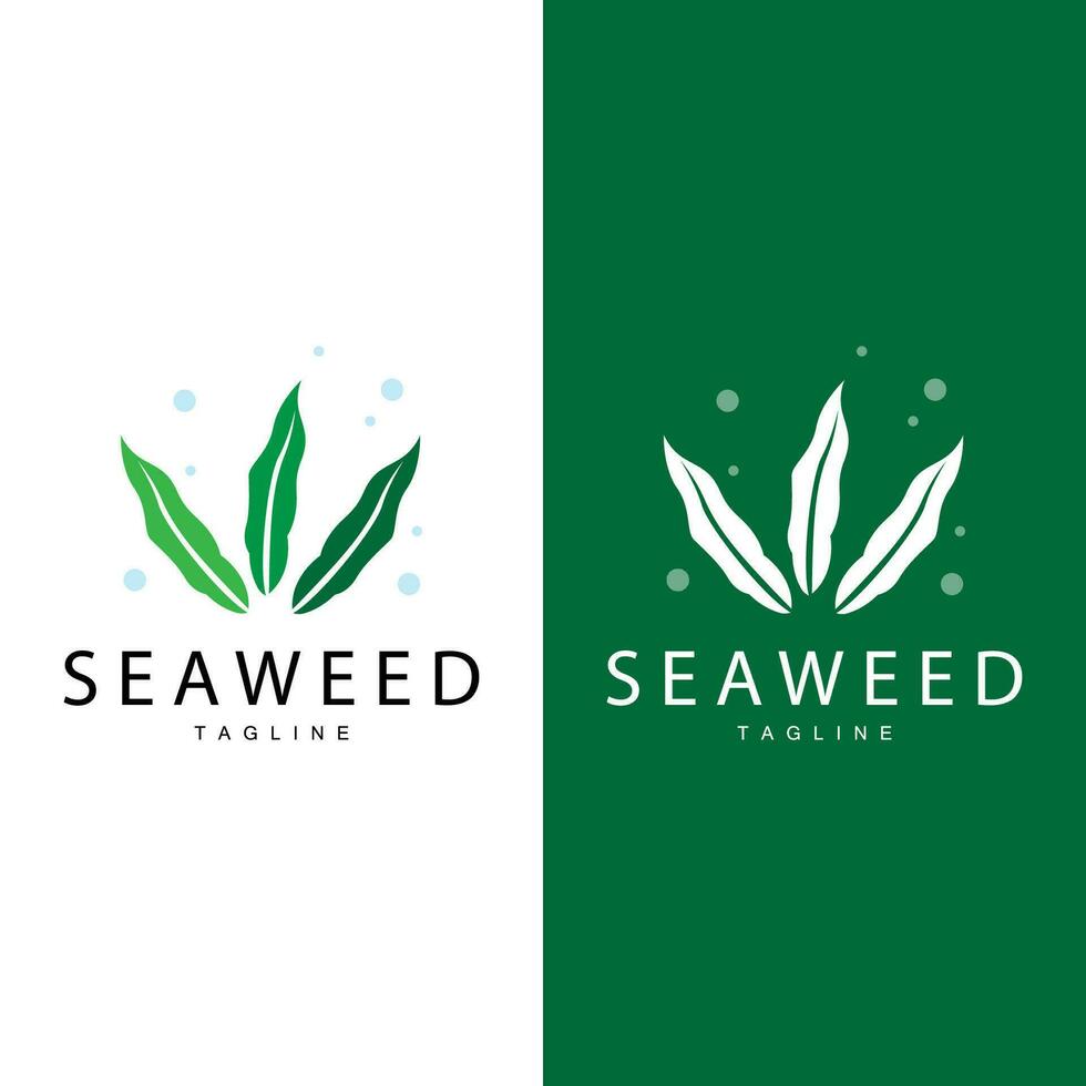 Seetang Logo Design, unter Wasser Pflanze Design Illustrationen, Kosmetika und Essen Zutat vektor