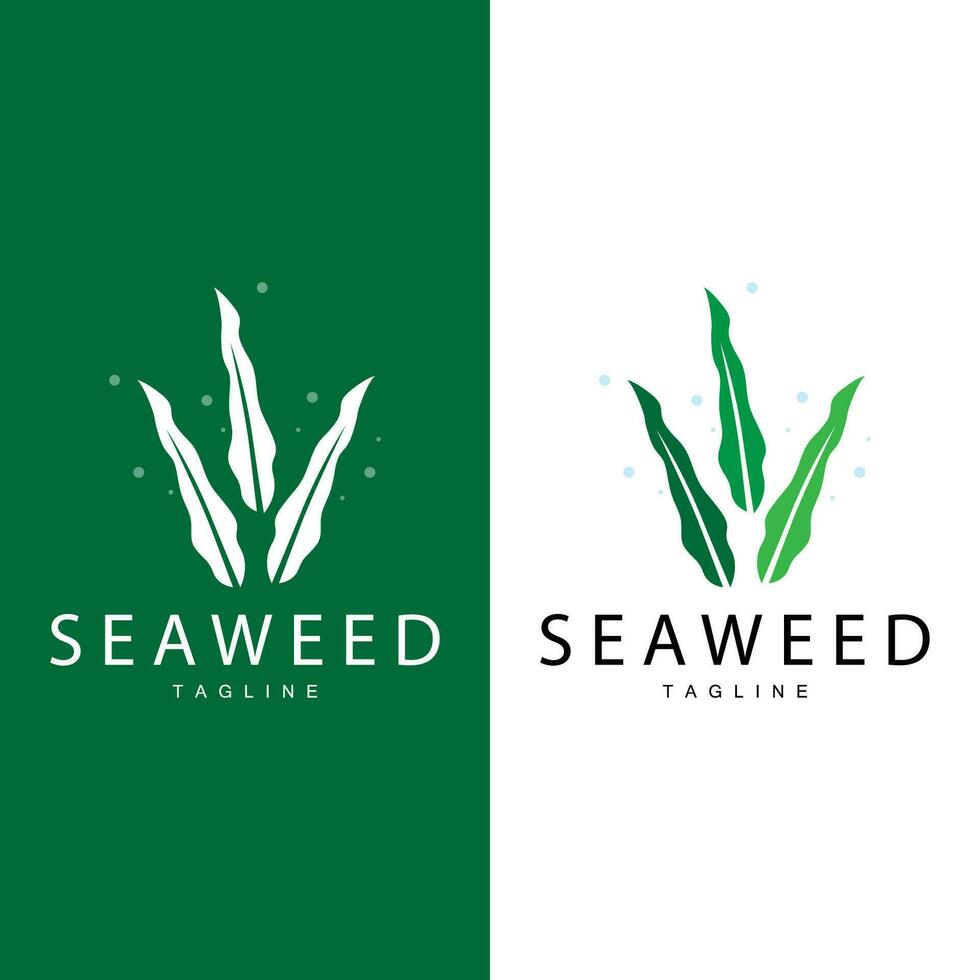 Seetang Logo Design, unter Wasser Pflanze Design Illustrationen, Kosmetika und Essen Zutat vektor