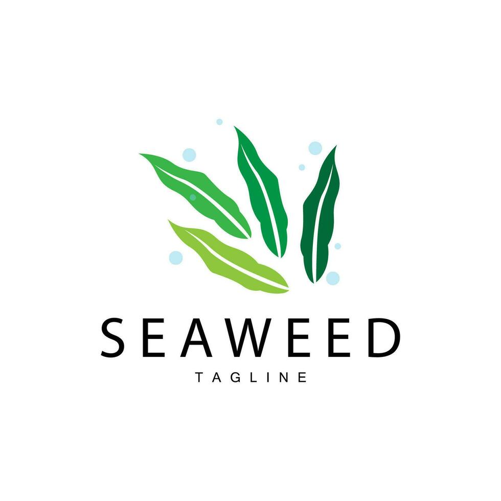 Seetang Logo Design, unter Wasser Pflanze Design Illustrationen, Kosmetika und Essen Zutat vektor