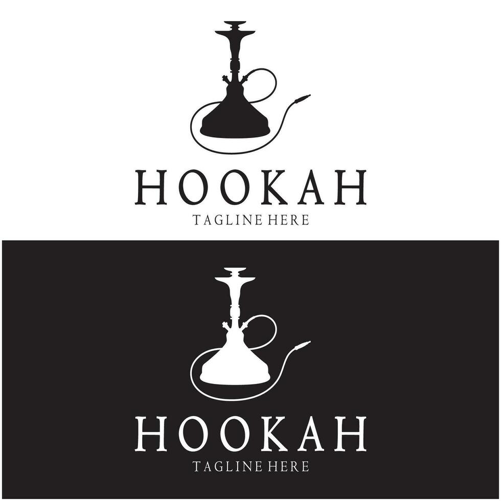 Jahrgang Huka, Shisha oder Wasser Rohr Logo Silhouette zum Verein, Bar, Café, Vape und Geschäft. vektor