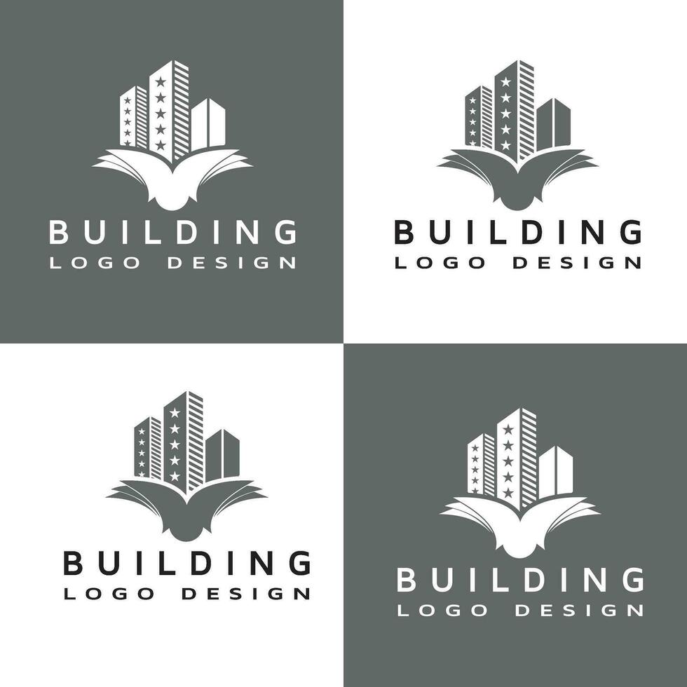 gebäudelogo mit linienkunststil. Stadtgebäude abstrakt für Logo-Design-Inspiration und Visitenkarten-Design vektor