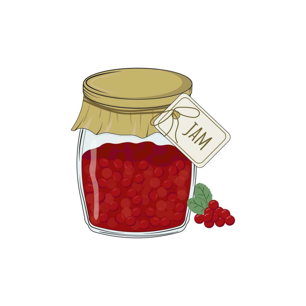 Vektor Illustration von Dosen- Früchte, Beeren im Glas Gläser. zum branding das Landwirte Markt.