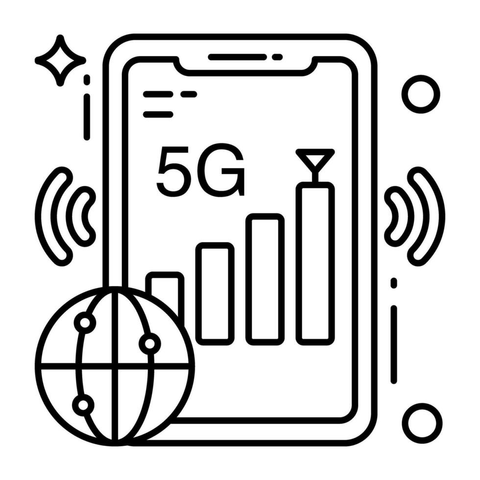 ein linear Design Symbol von Handy, Mobiltelefon W-lan vektor