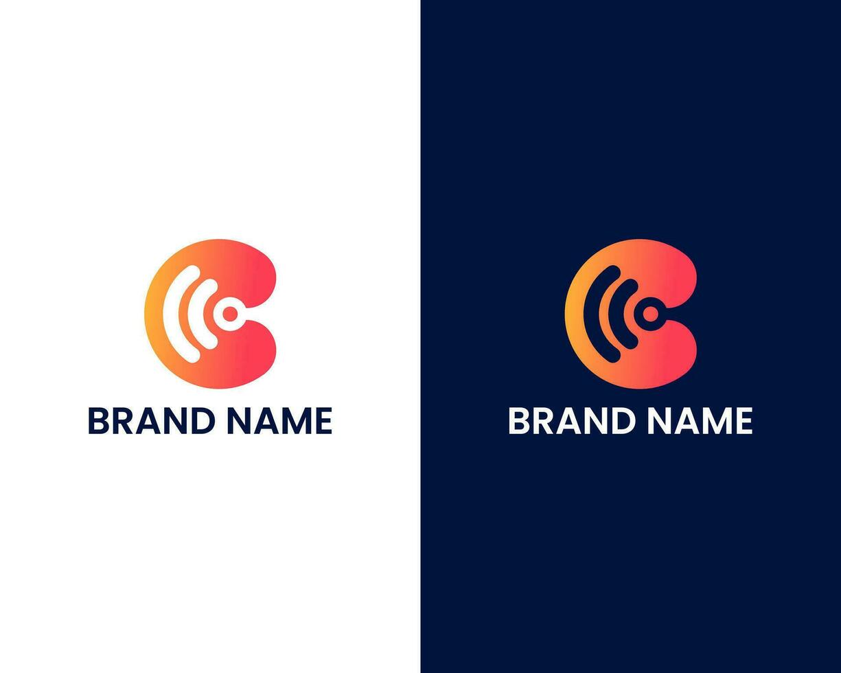 Brief c mit W-lan Symbol modern Geschäft Logo Design Vorlage vektor