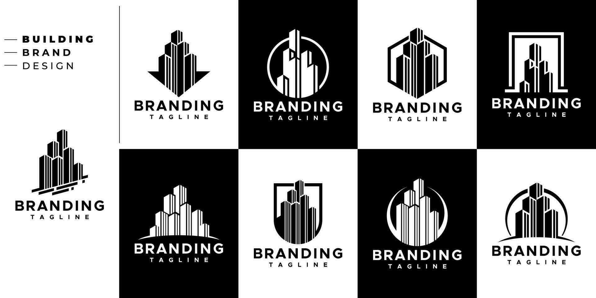 modern abstrakt Linie Gebäude Eigentum Logo Design einstellen vektor