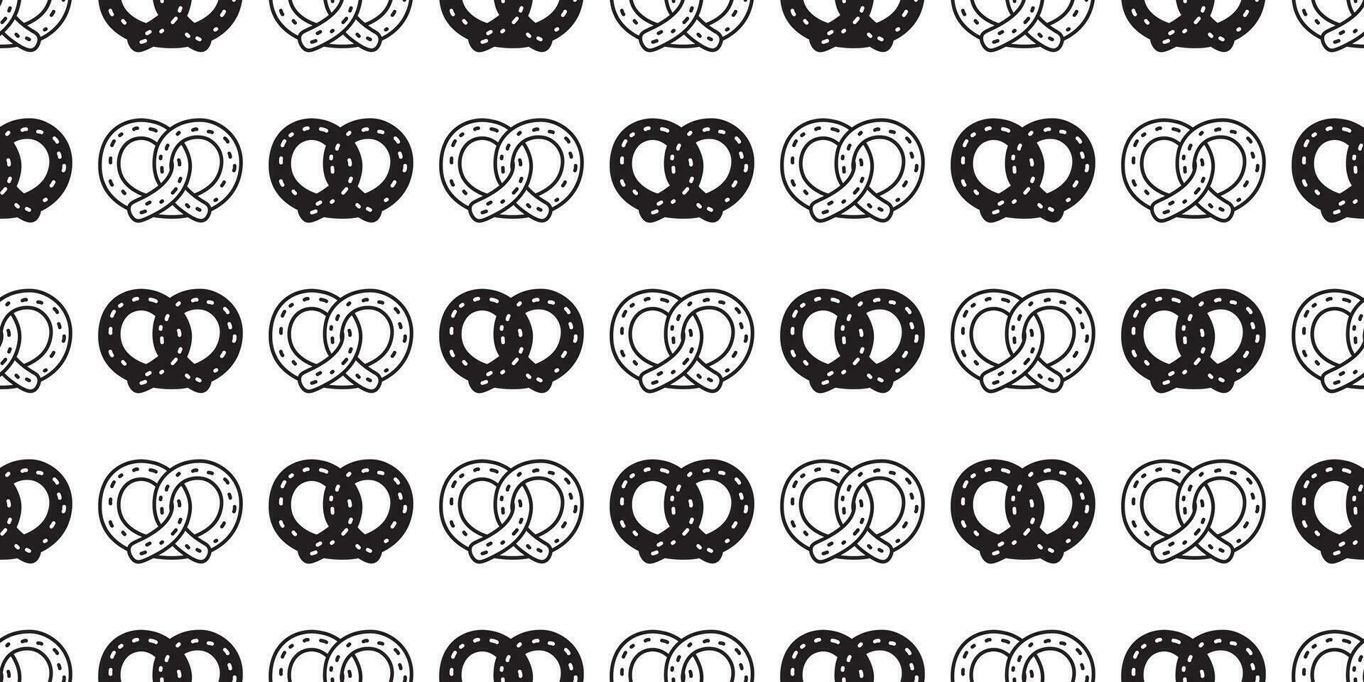 Brezel nahtlos Muster Plätzchen Vektor Snack Brot Schal isoliert Hintergrund Fliese Hintergrund Illustration Gekritzel Design