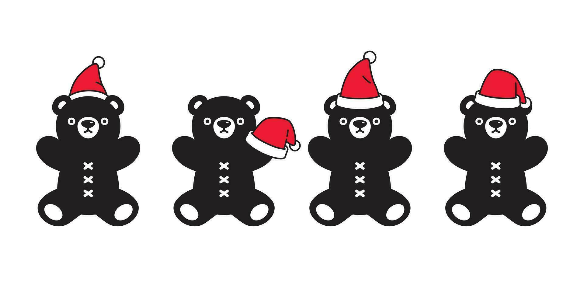 Björn vektor jul ikon polär Björn teddy santa claus hatt logotyp tecknad serie karaktär klotter illustration design