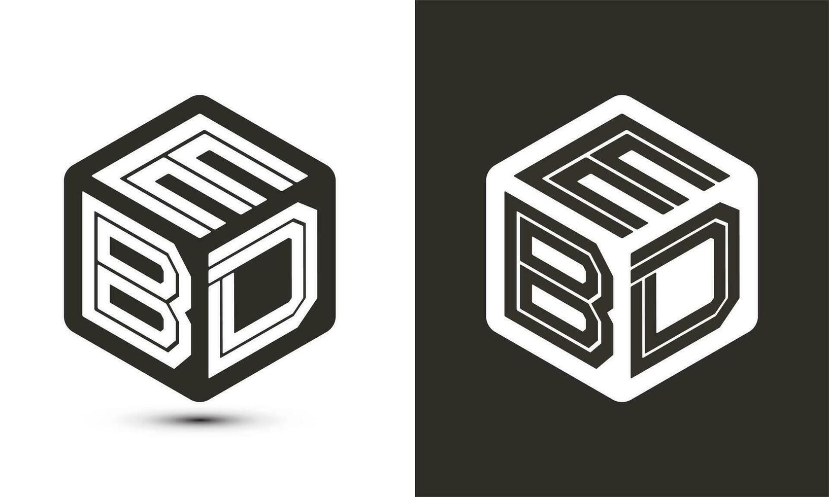 Ebd Brief Logo Design mit Illustrator Würfel Logo, Vektor Logo modern Alphabet Schriftart Überlappung Stil.