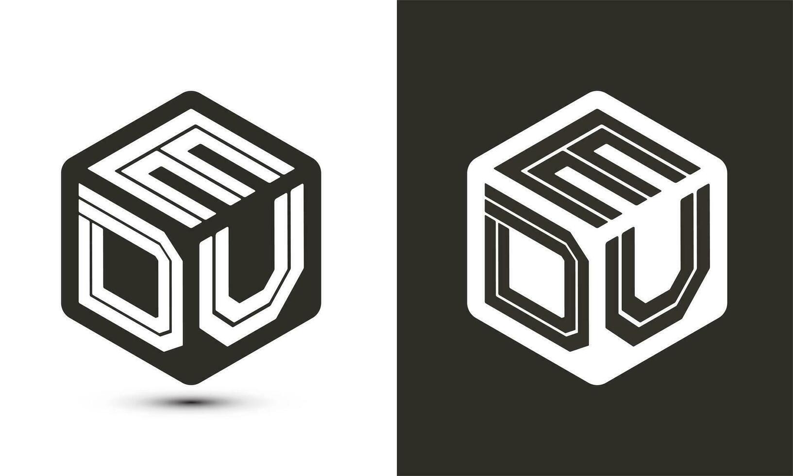 edu brev logotyp design med illustratör kub logotyp, vektor logotyp modern alfabet font överlappning stil.