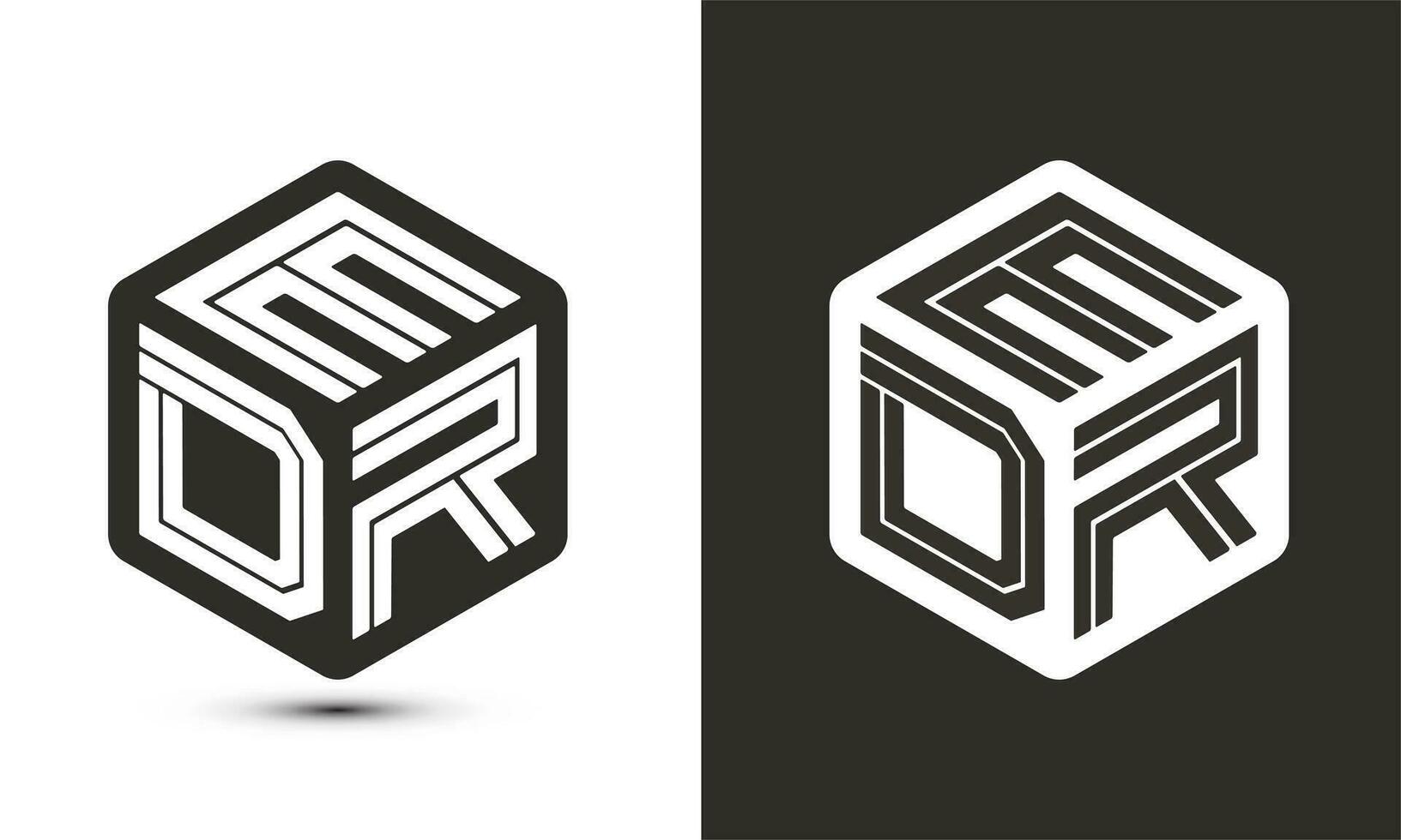 edr brev logotyp design med illustratör kub logotyp, vektor logotyp modern alfabet font överlappning stil.