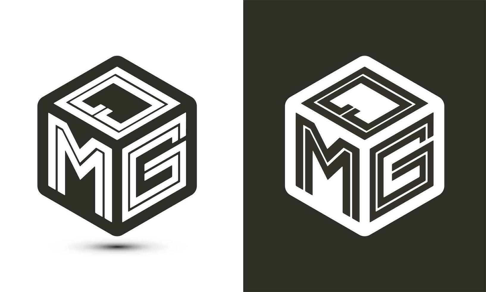 qmg brev logotyp design med illustratör kub logotyp, vektor logotyp modern alfabet font överlappning stil.