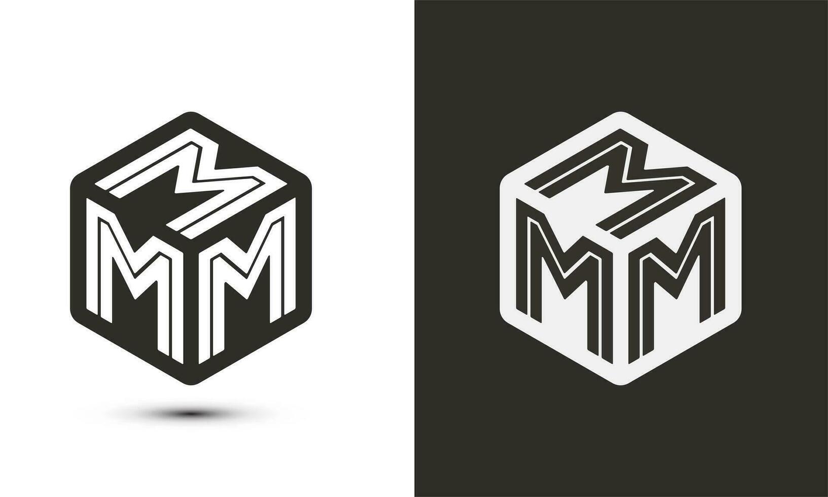 m Brief Logo Design mit Illustrator Würfel Logo, Vektor Logo modern Alphabet Schriftart Überlappung Stil. Prämie Geschäft Logo Symbol. Weiß Farbe auf schwarz Hintergrund