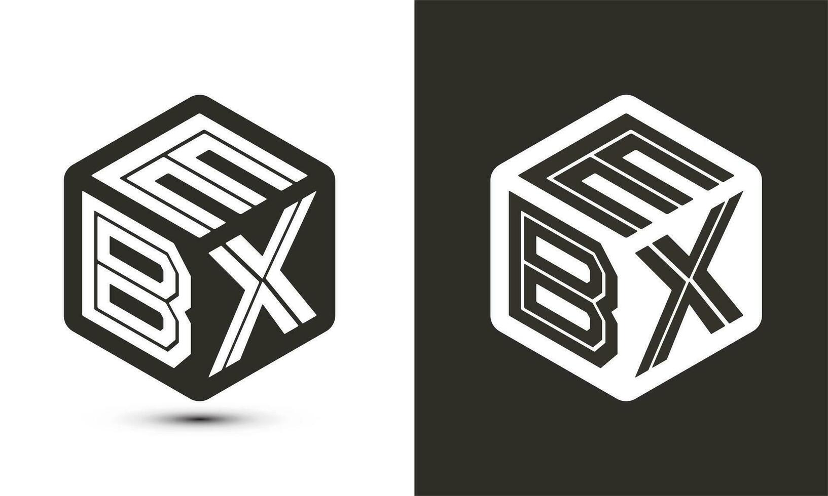 ebx brev logotyp design med illustratör kub logotyp, vektor logotyp modern alfabet font överlappning stil.