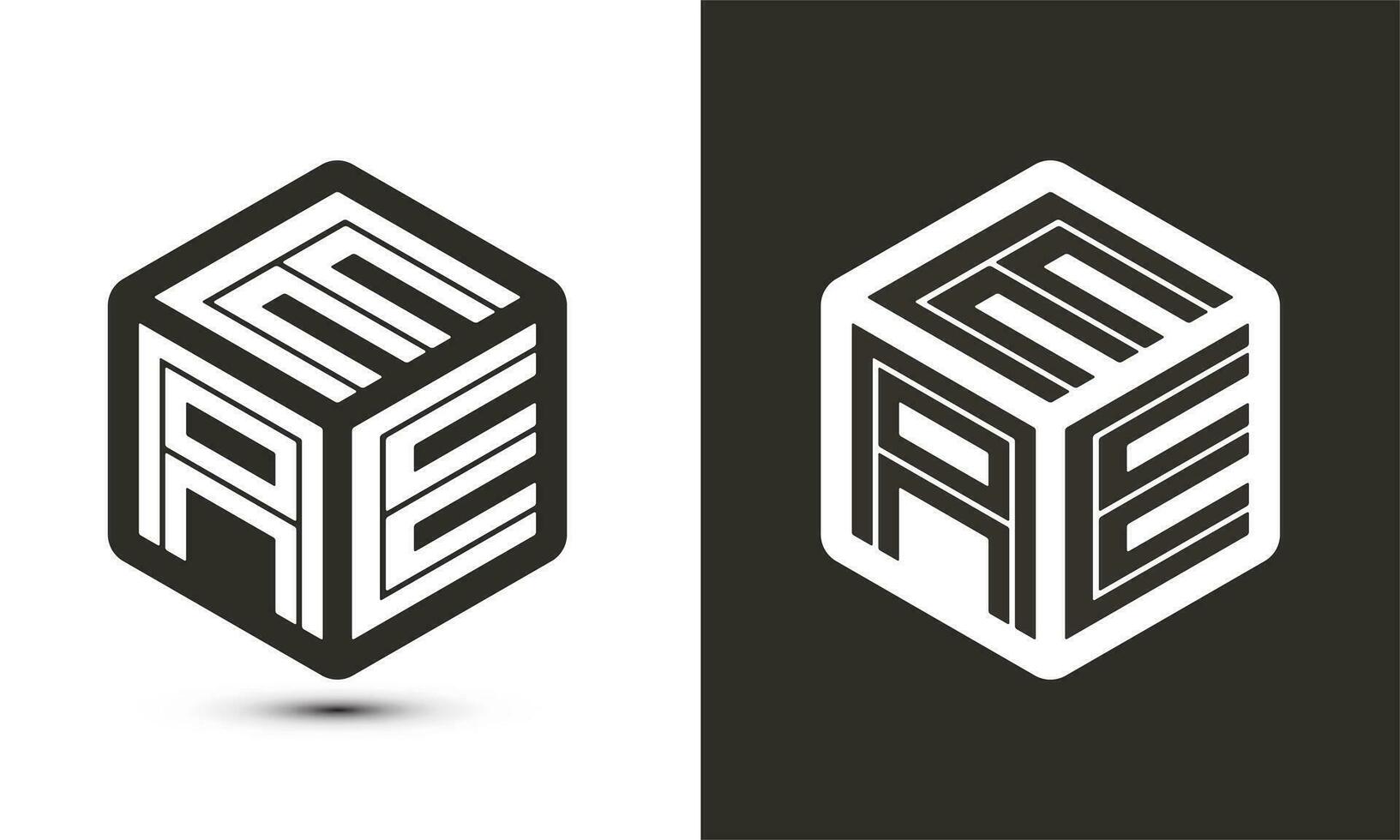 eae Brief Logo Design mit Illustrator Würfel Logo, Vektor Logo modern Alphabet Schriftart Überlappung Stil.