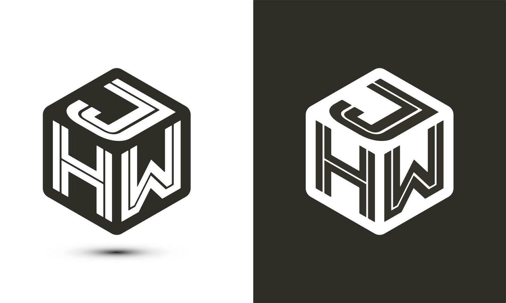 j h w Brief Logo Design mit Illustrator Würfel Logo, Vektor Logo modern Alphabet Schriftart Überlappung Stil. Prämie Geschäft Logo Symbol. Weiß Farbe auf schwarz Hintergrund