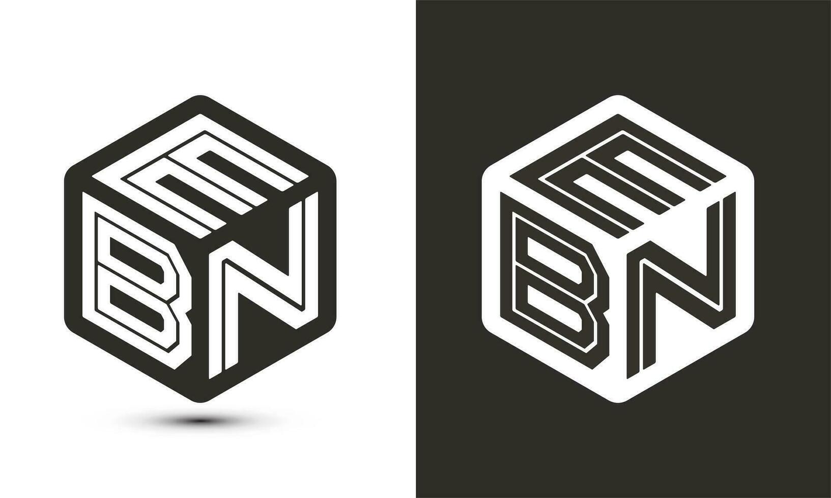 ebn Brief Logo Design mit Illustrator Würfel Logo, Vektor Logo modern Alphabet Schriftart Überlappung Stil.