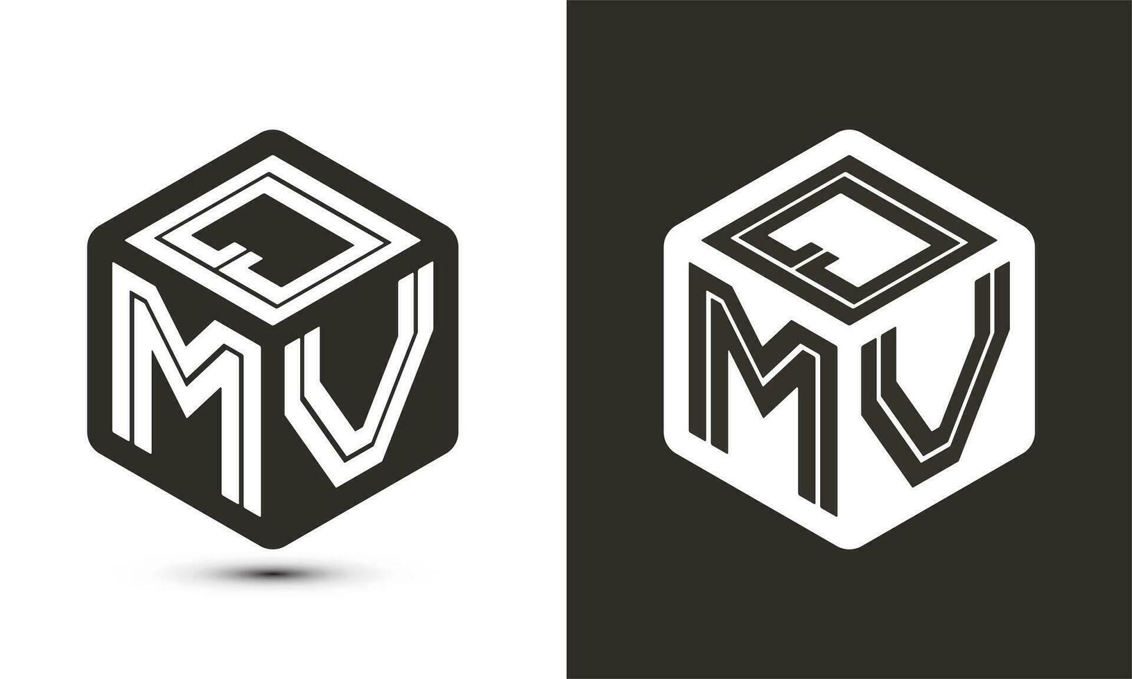 qmv brev logotyp design med illustratör kub logotyp, vektor logotyp modern alfabet font överlappning stil.