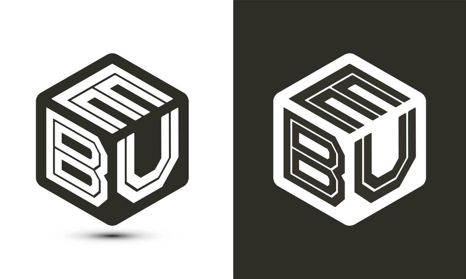 ebu Brief Logo Design mit Illustrator Würfel Logo, Vektor Logo modern Alphabet Schriftart Überlappung Stil.
