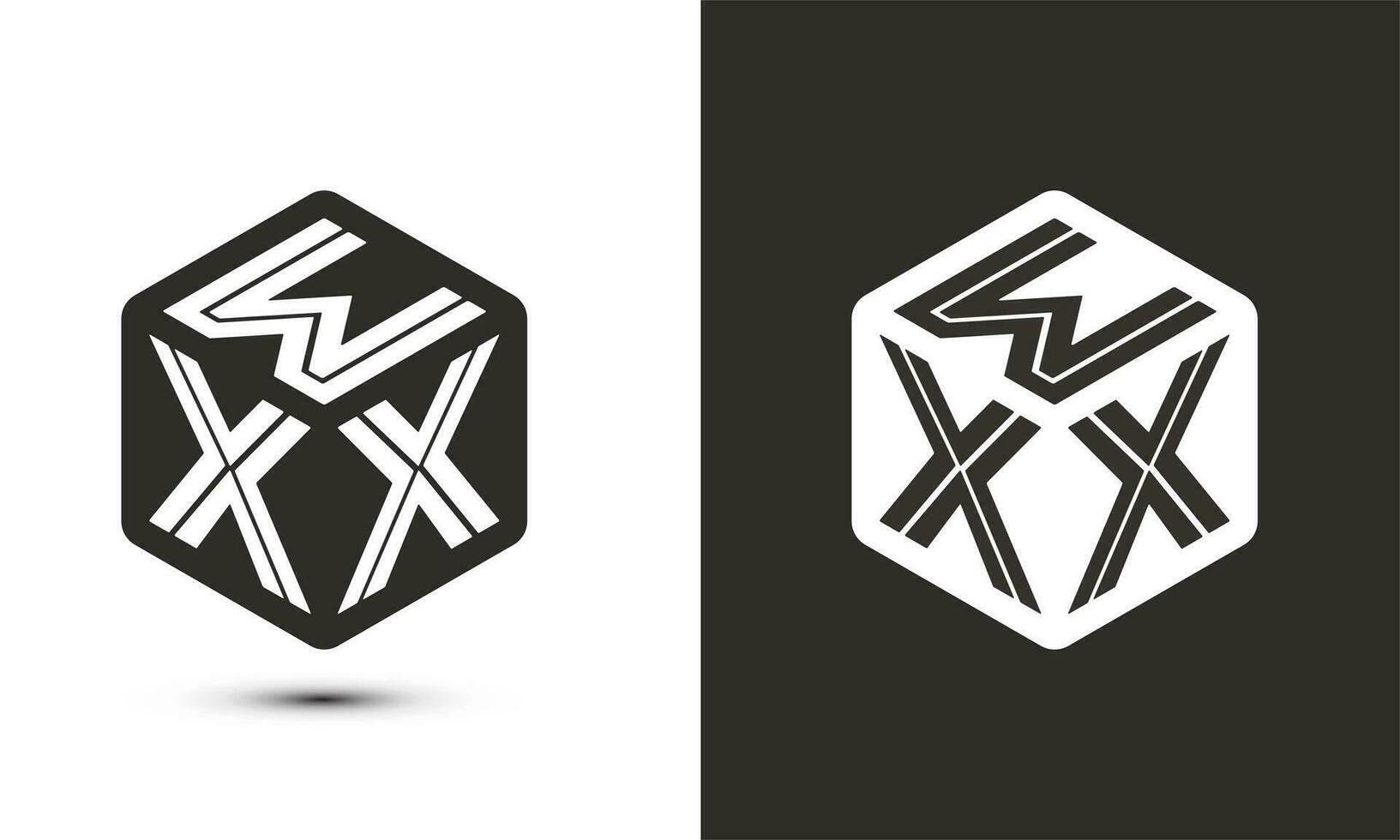 wxx brev logotyp design med illustratör kub logotyp, vektor logotyp modern alfabet font överlappning stil.
