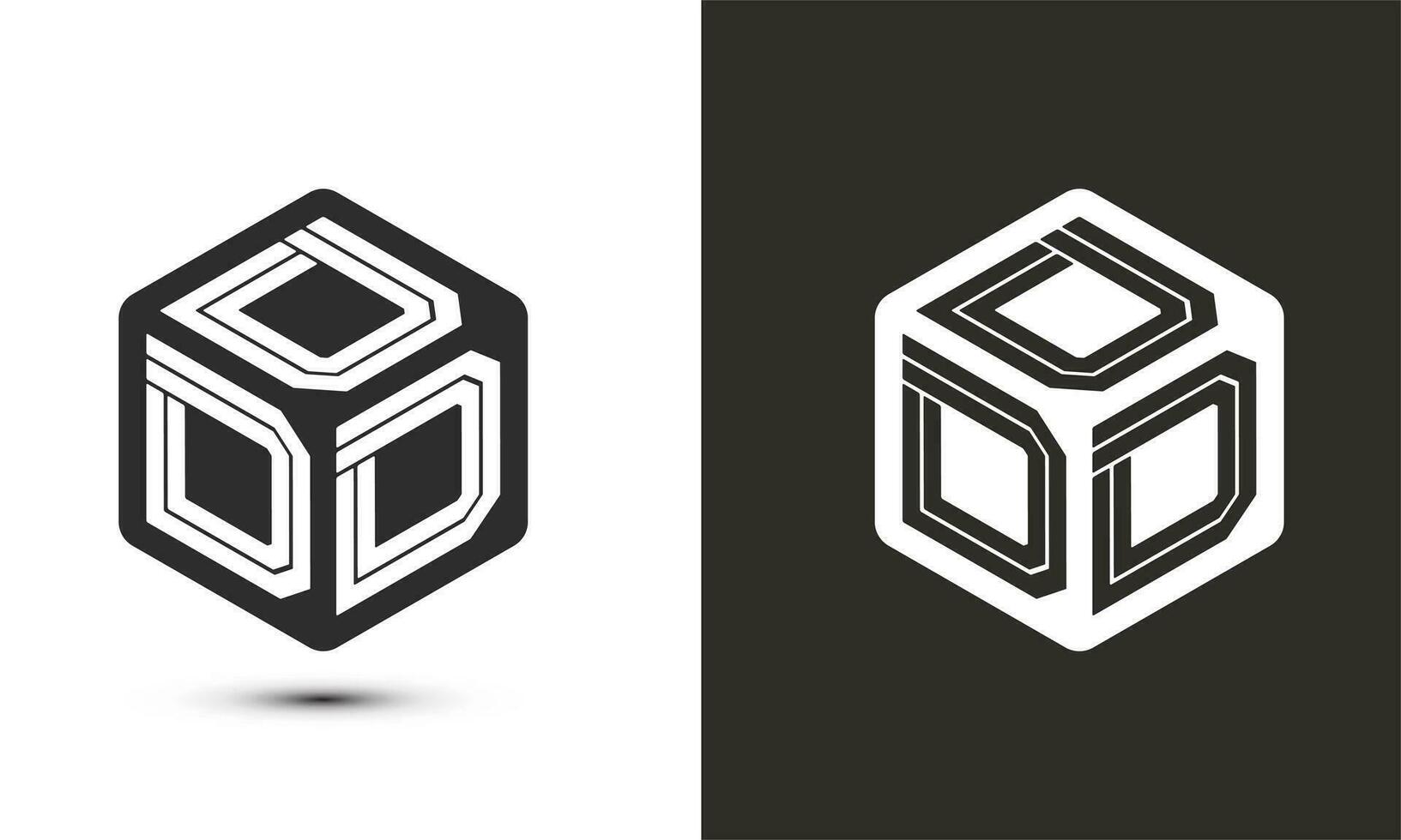 d brev logotyp design med illustratör kub logotyp, vektor logotyp modern alfabet font överlappning stil. premie företag logotyp ikon. vit Färg på svart bakgrund