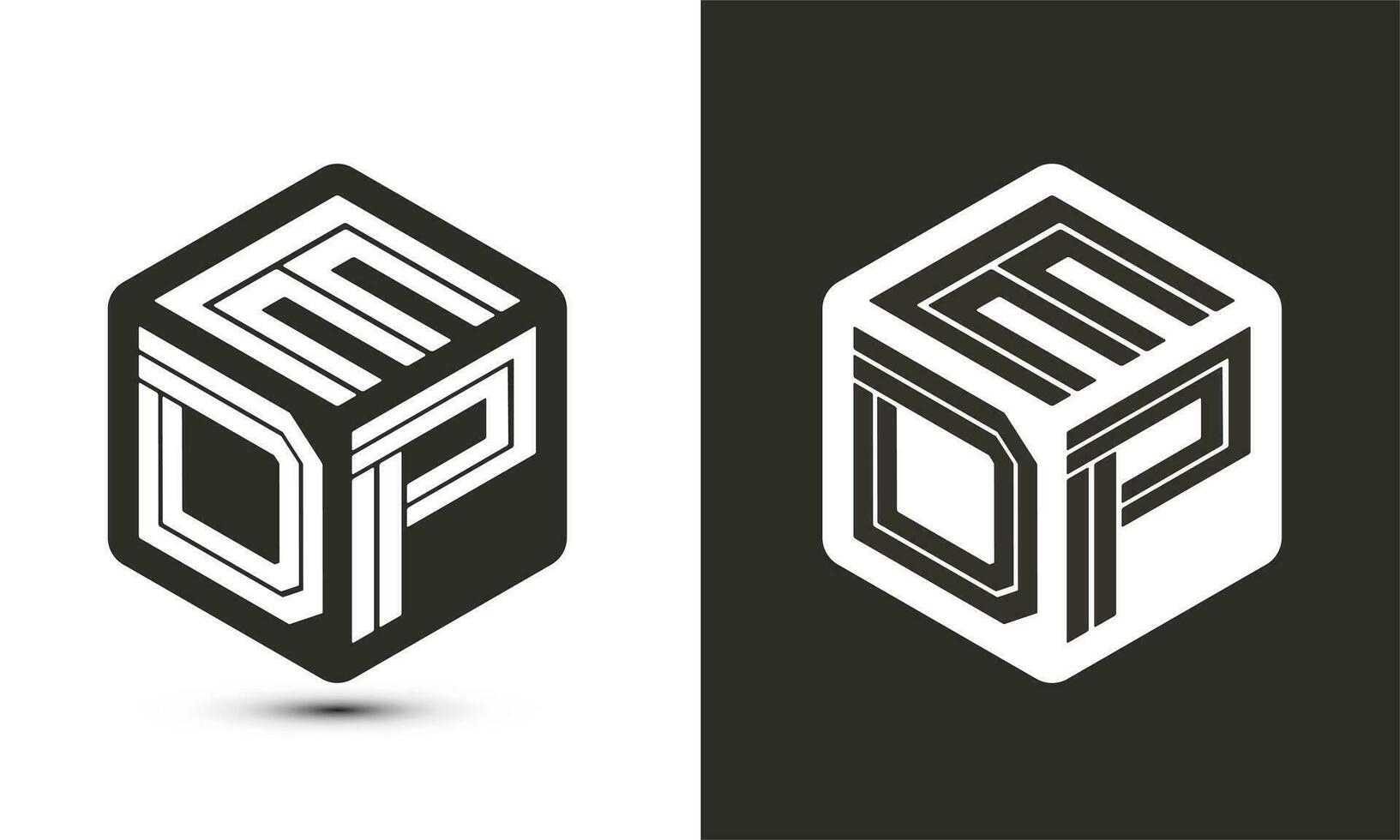 edp brev logotyp design med illustratör kub logotyp, vektor logotyp modern alfabet font överlappning stil.