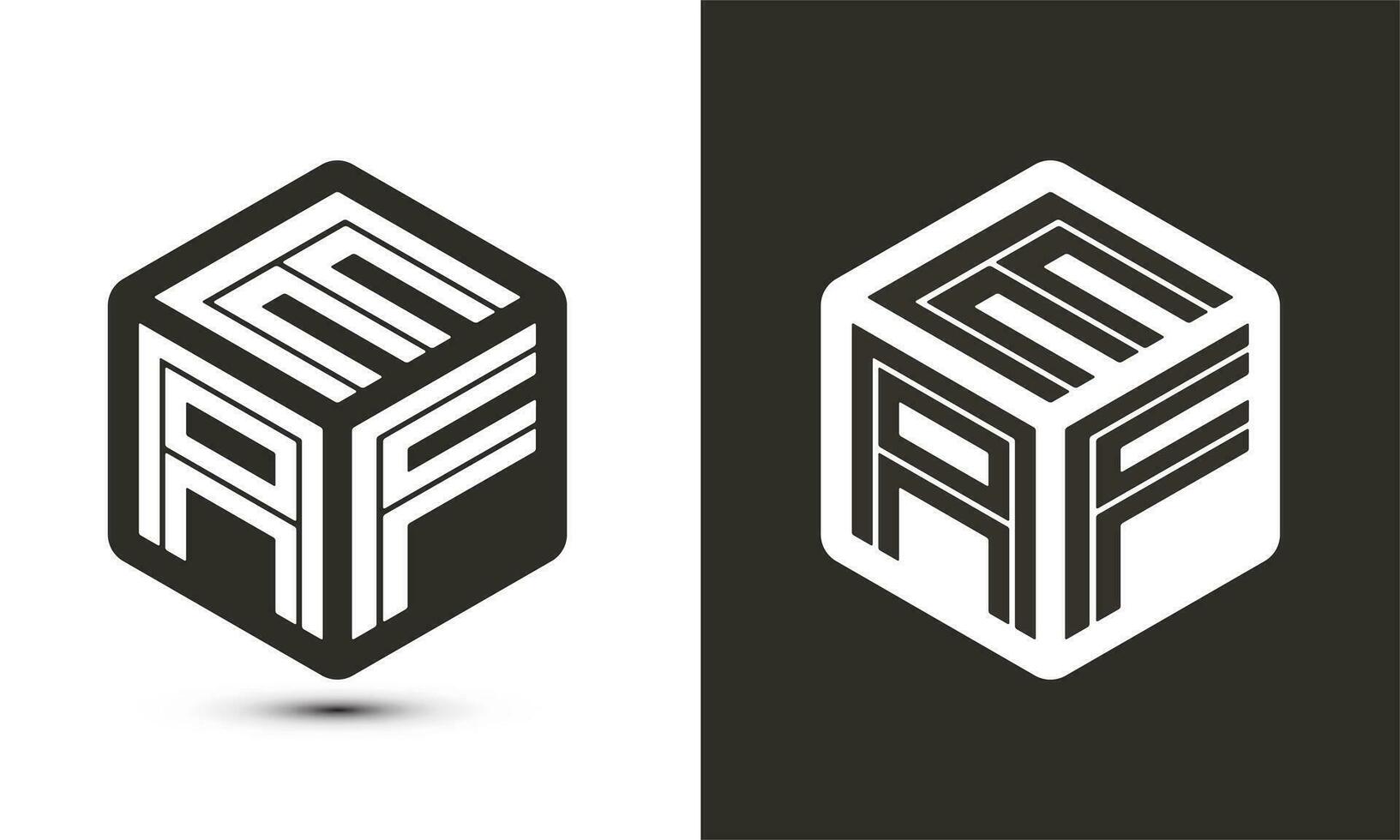 eaf brev logotyp design med illustratör kub logotyp, vektor logotyp modern alfabet font överlappning stil.