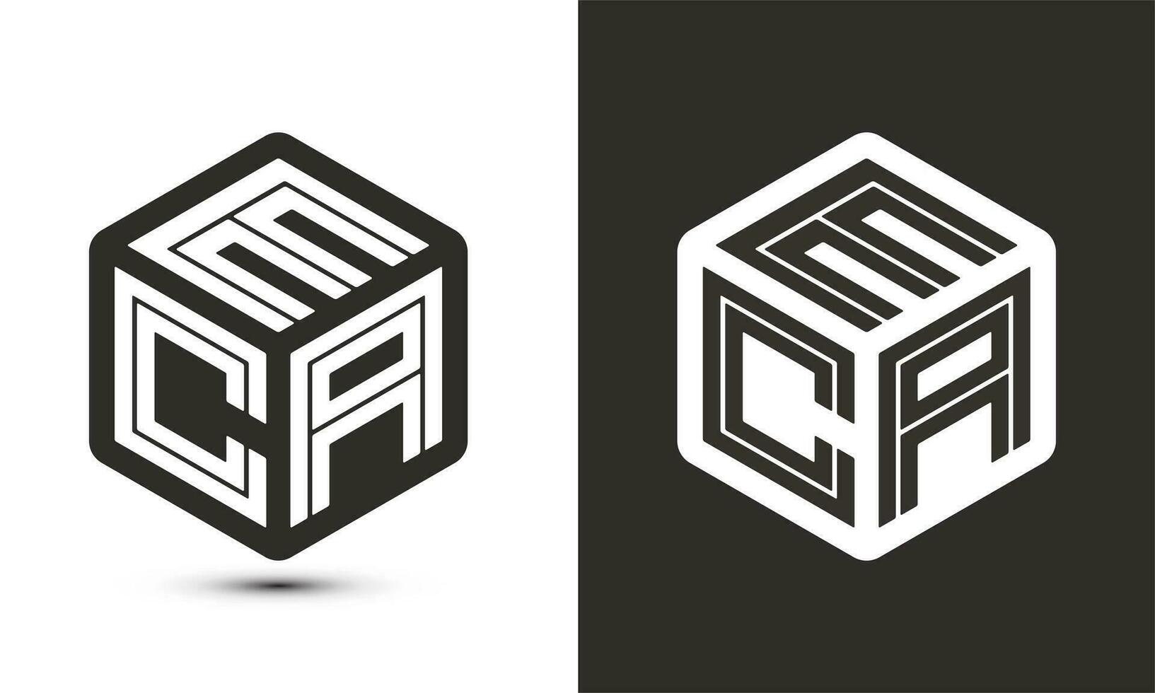 eca brev logotyp design med illustratör kub logotyp, vektor logotyp modern alfabet font överlappning stil.