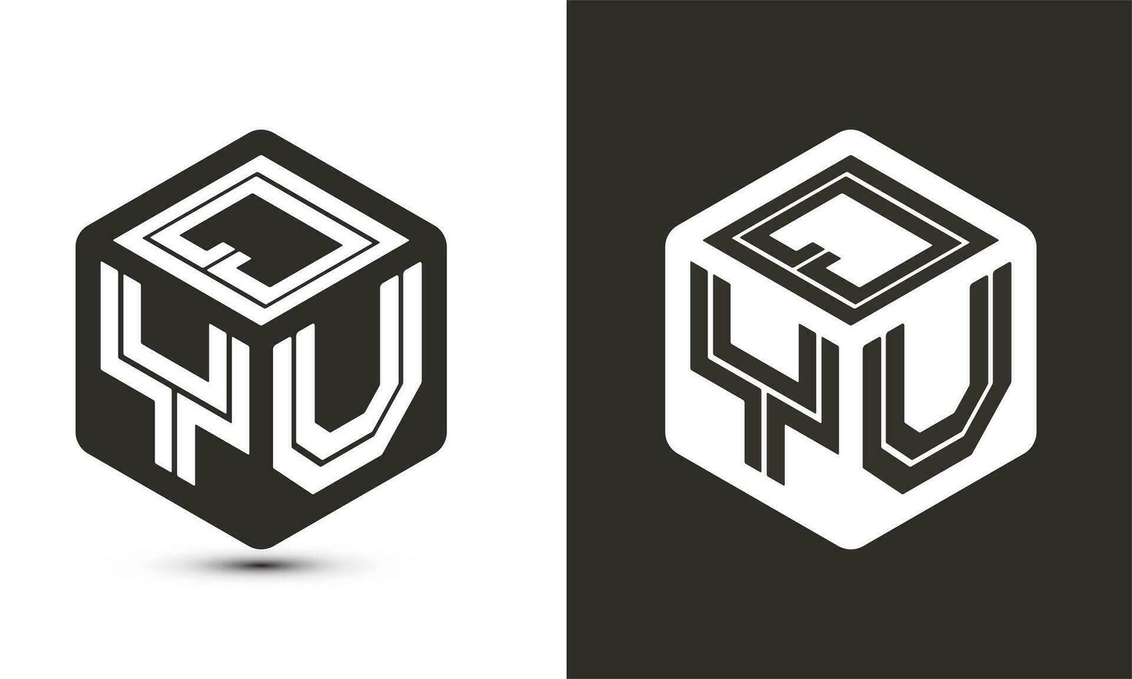 qyu brev logotyp design med illustratör kub logotyp, vektor logotyp modern alfabet font överlappning stil.