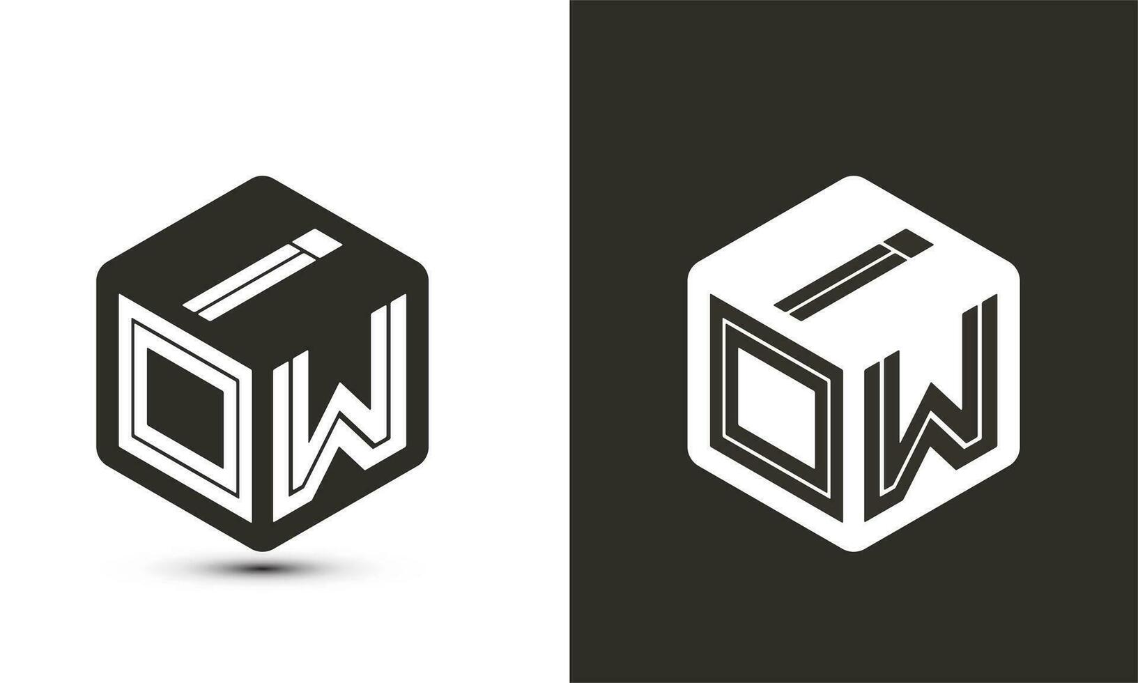 ich Ö w Brief Logo Design mit Illustrator Würfel Logo, Vektor Logo modern Alphabet Schriftart Überlappung Stil. Prämie Geschäft Logo Symbol. Weiß Farbe auf schwarz Hintergrund