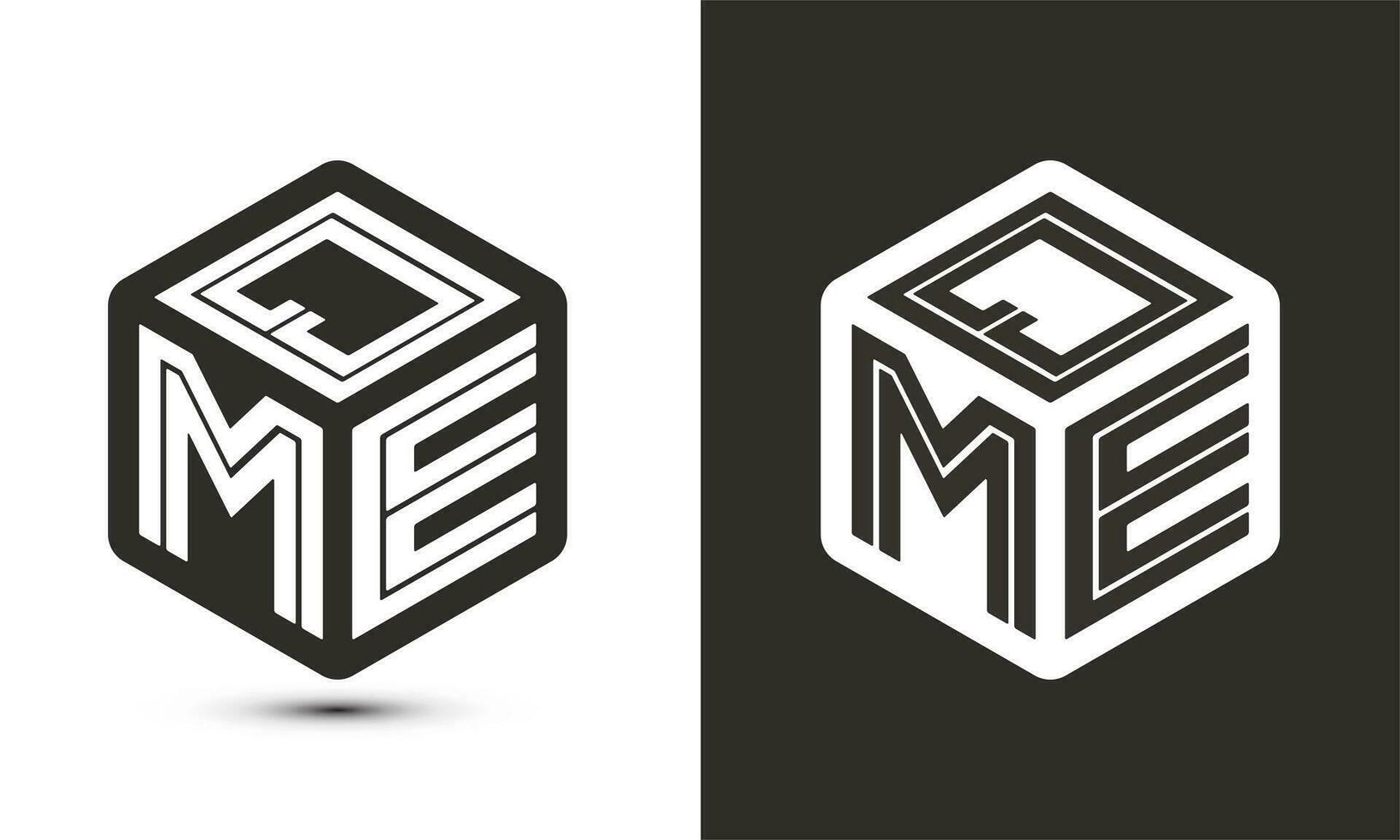 qme Brief Logo Design mit Illustrator Würfel Logo, Vektor Logo modern Alphabet Schriftart Überlappung Stil.