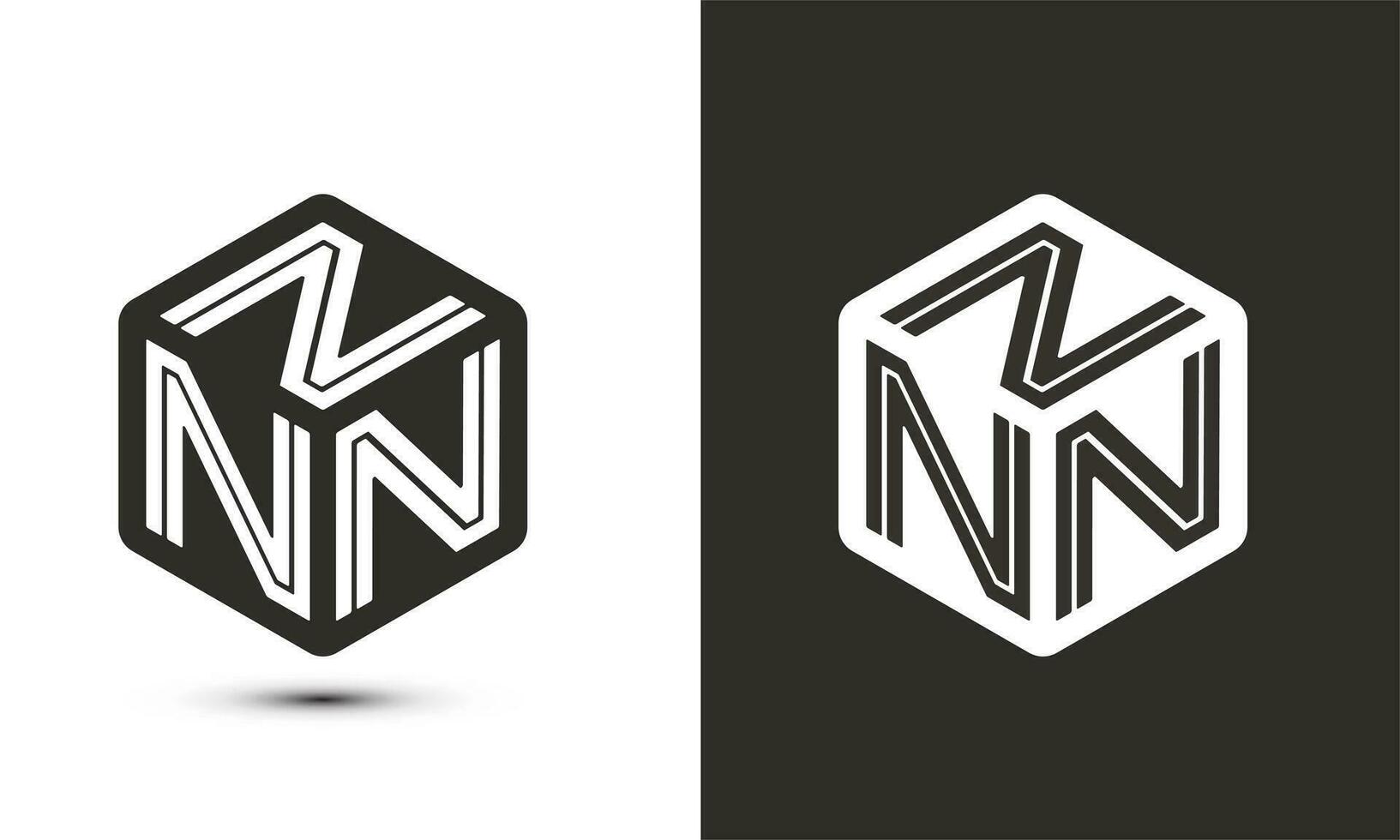 n brev logotyp design med illustratör kub logotyp, vektor logotyp modern alfabet font överlappning stil. premie företag logotyp ikon. vit Färg på svart bakgrund