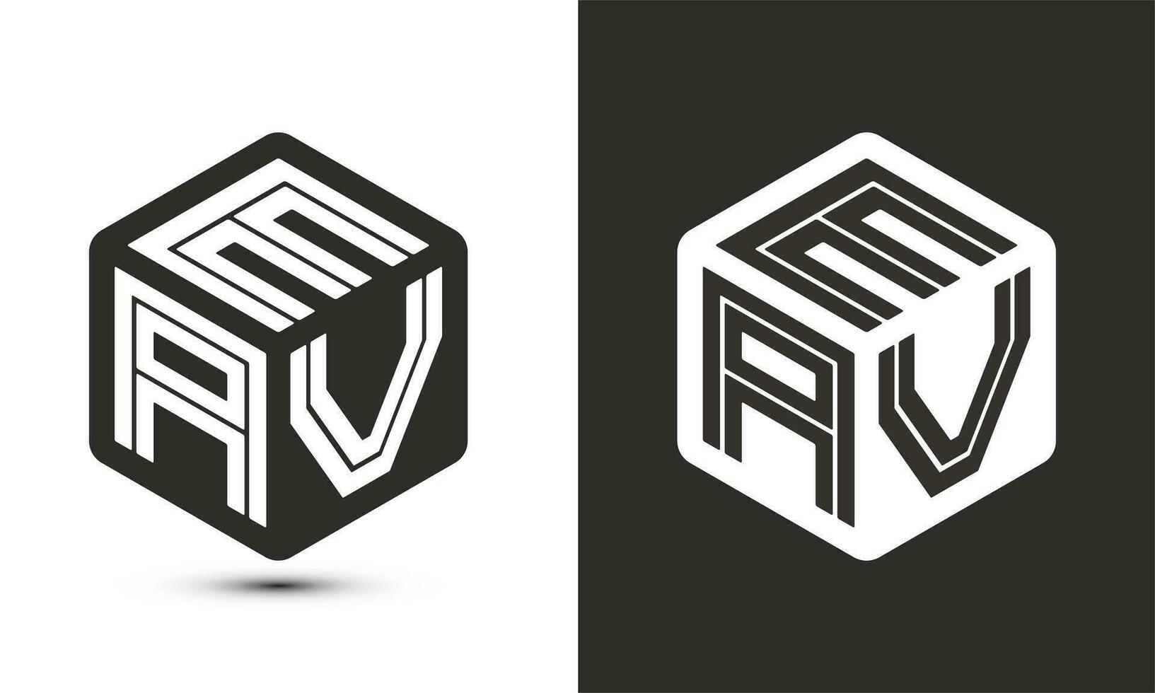 eav brev logotyp design med illustratör kub logotyp, vektor logotyp modern alfabet font överlappning stil.