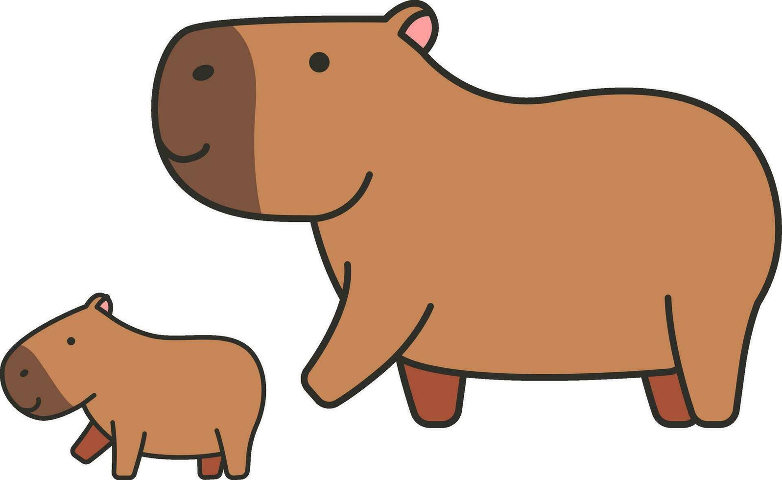 süß Karikatur Capybara und Baby. Vektor Illustration.