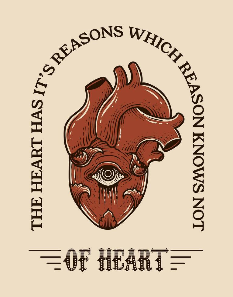 Illustration Jahrgang Antiquität Herz mit Zitate vektor