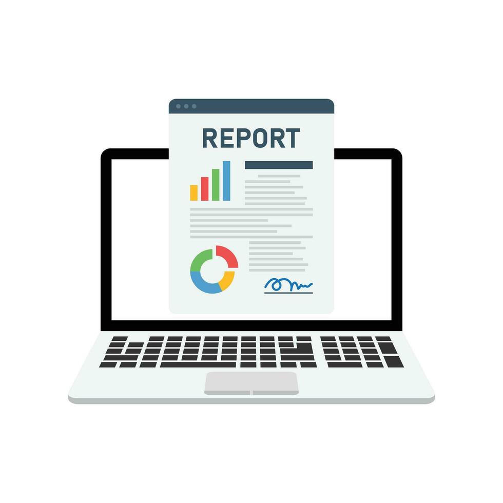 Bericht dokumentieren Symbol im eben Stil. Instrumententafel planen Vektor Illustration auf isoliert Hintergrund. Analyse Zeichen Geschäft Konzept.