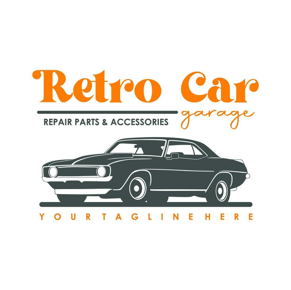 Jahrgang oder retro oder klassisch Auto Logo Design Vektor Illustration. retro Emblem von Auto Reparatur Wiederherstellung und Verein Design Element.