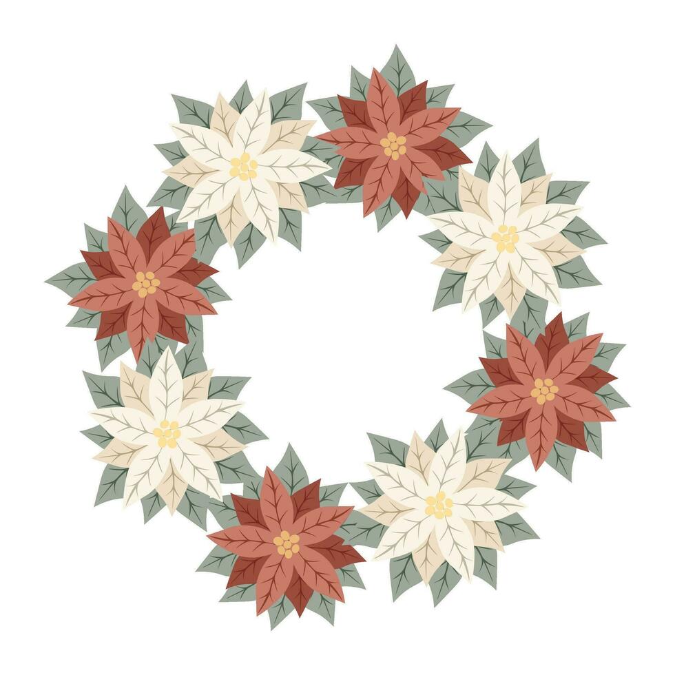 jul stjärna, krans av vit och röd julstjärna. design för ny år kort, scrapbooking, klistermärken, planerare, inbjudningar vektor