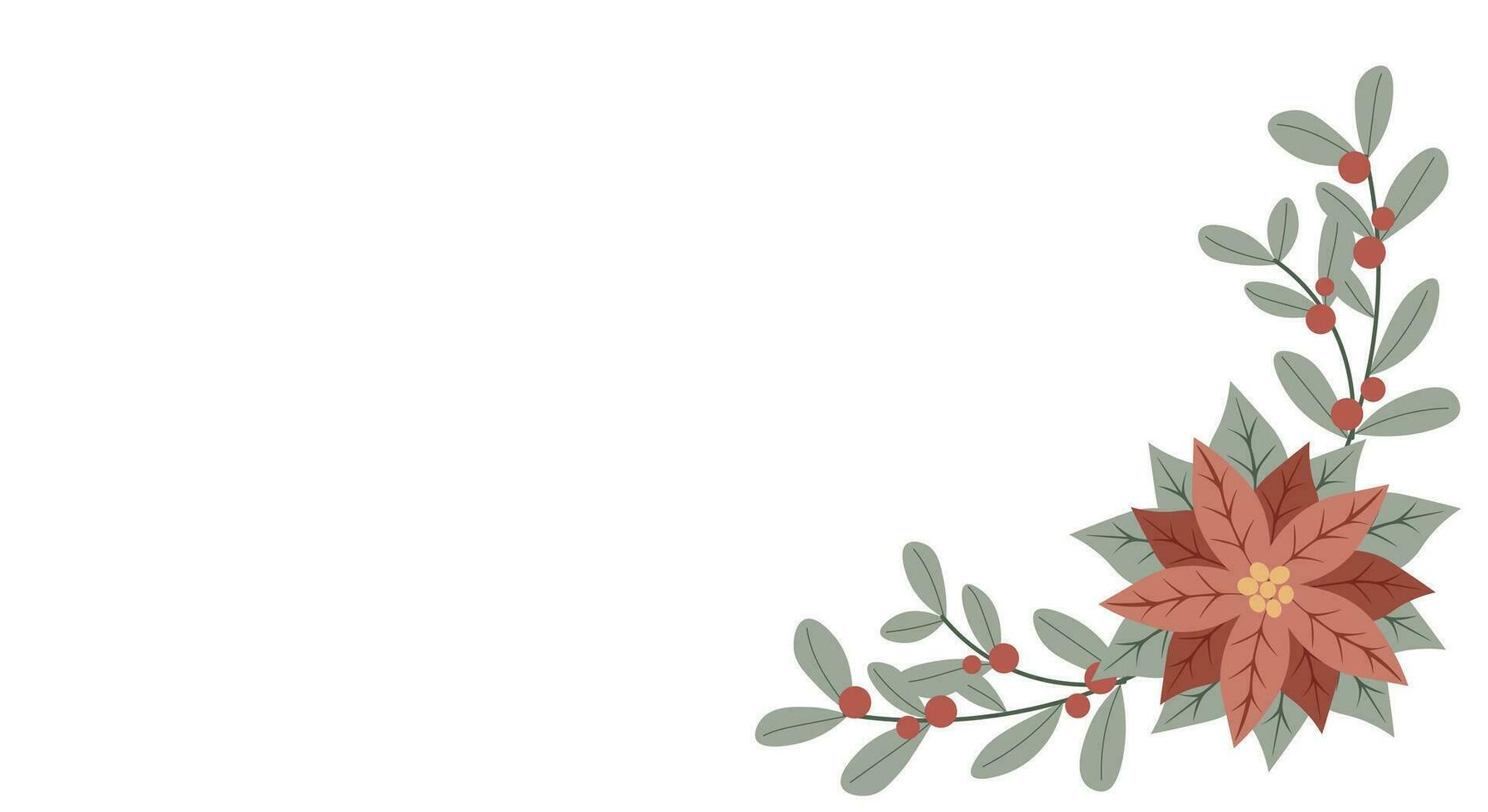 jul vinter- baner med blomma julstjärna och röd bär. perfekt för hälsning kort design vektor