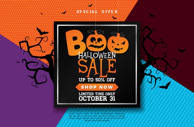 Boo, Halloween Försäljning banderoll illustration vektor