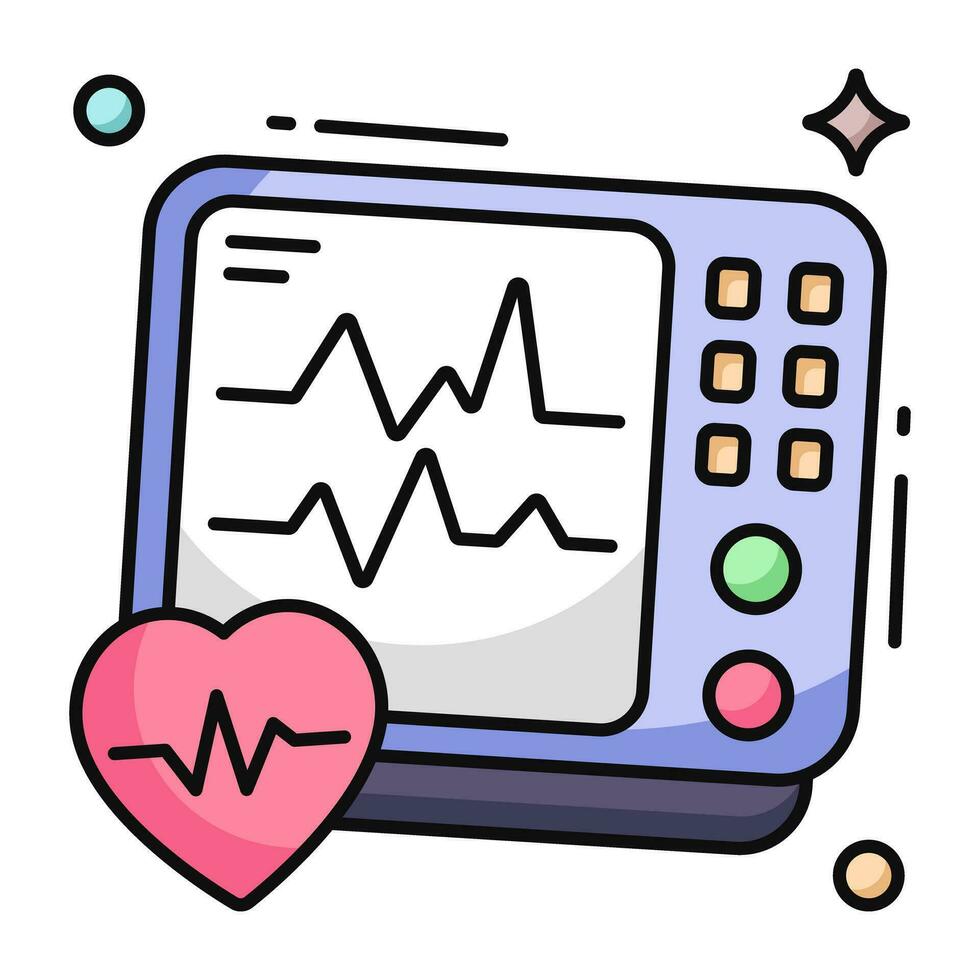 en unik designikon för EKG-monitor vektor