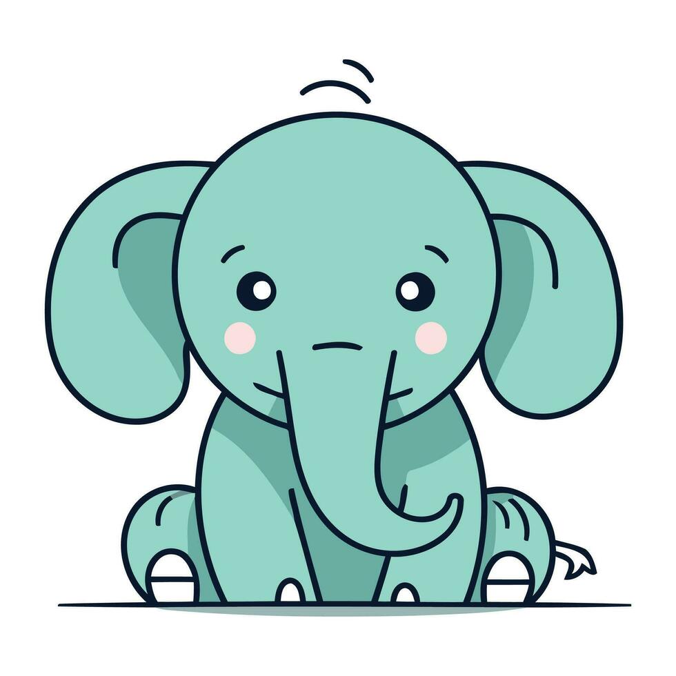 söt tecknad serie elefant. vektor illustration av en söt bebis elefant.