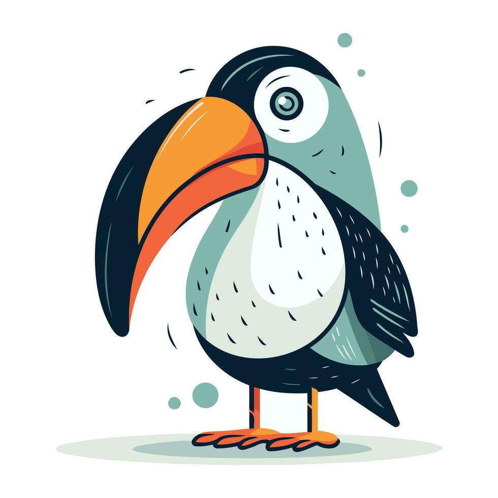 söt tecknad serie toucan fågel. vektor illustration i platt stil.
