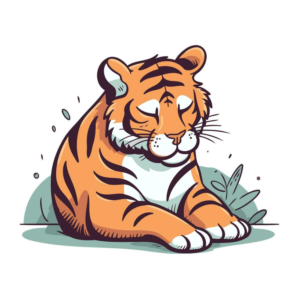 Vektor Illustration von ein Tiger. isoliert auf ein Weiß Hintergrund.