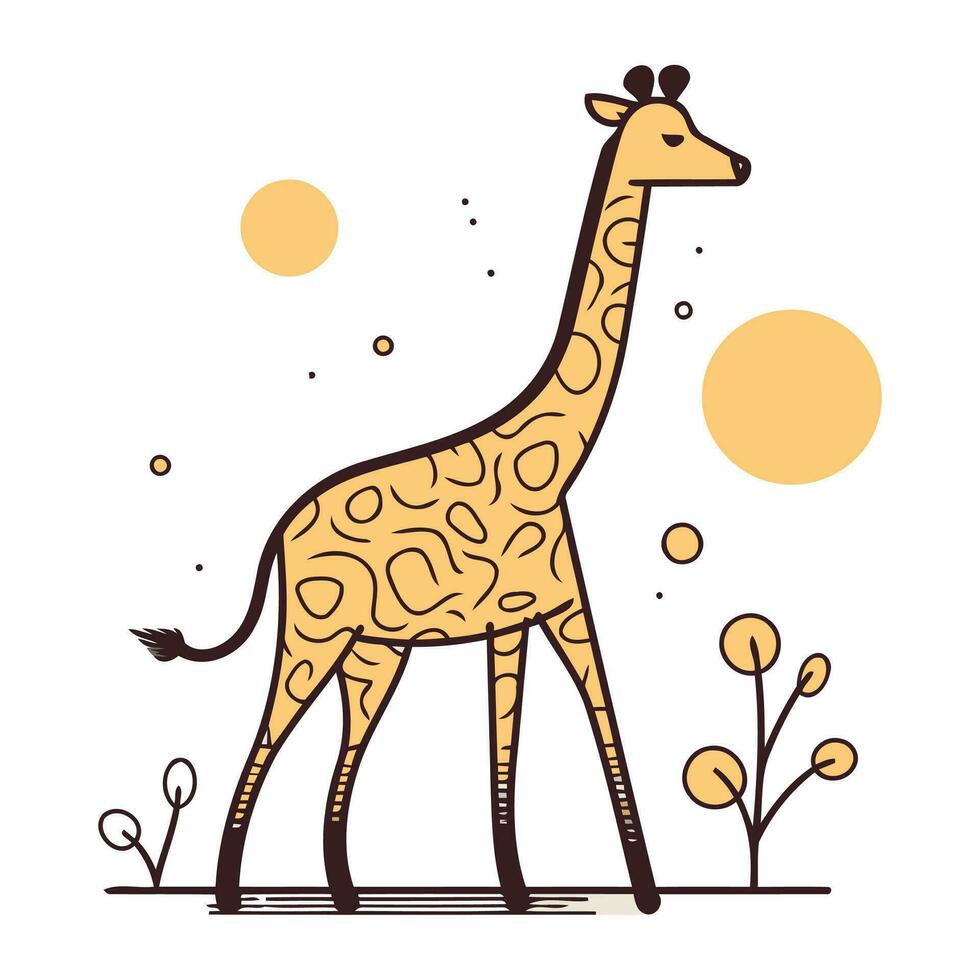 giraff. hand dragen vektor illustration i klotter stil.